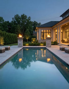 Warming Trends AON GFRC Architectural Halo Round Wok Concrete Vessels w/ Crossfire Brass Burner