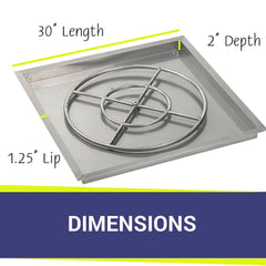 American Fire Glass Square Drop-In Pan with All Weather Electronic Ignition System, High Capacity
