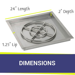 American Fire Glass Square Drop-In Pan with All Weather Electronic Ignition System