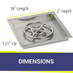 American Fire Glass Square Drop-In Pan with All Weather Electronic Ignition System