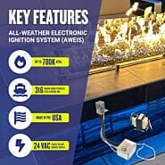 American Fire Glass All Weather Electronic Ignition System High Capacity 780k BTU/hr