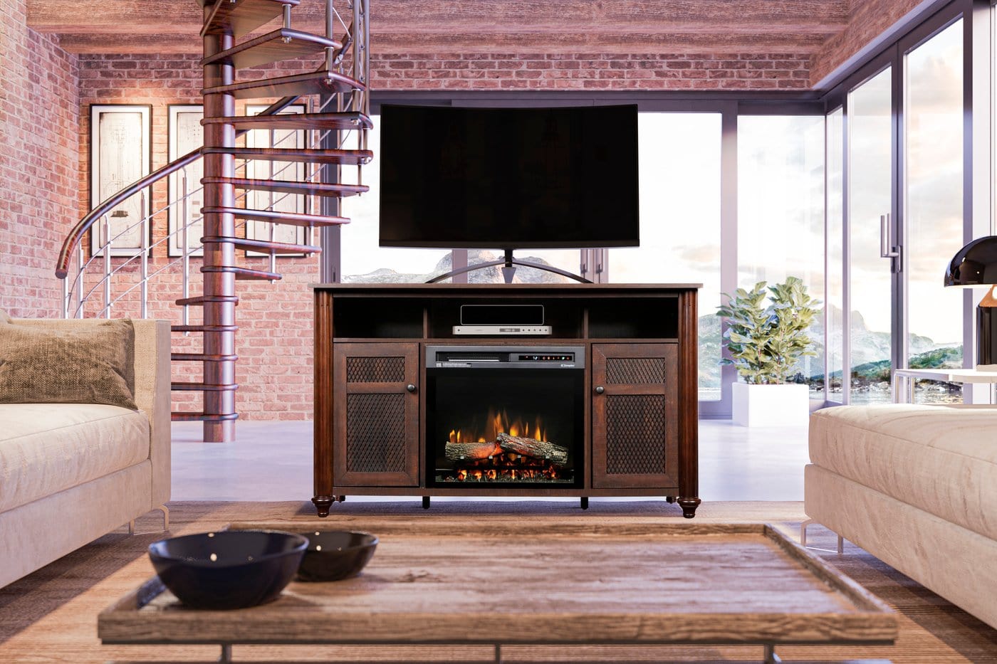 Dimplex 56-Inch Xavier Television Stand Electric Fireplace with XHD26L Electric Firebox