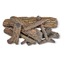 American Fire Glass Formation Creation Ceramic Country Oak Gas Fire Pit Logs, 9-Piece