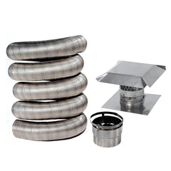 National Chimney Basic Liner Kit 6 Inch Diameter 20 Feet Includes Liner, Top Kit with Cap and Stove Adapter - CB620BK