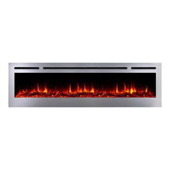 Touchstone 86279 72-Inch The Sideline Deluxe Stainless Steel Recessed Electric Fireplace
