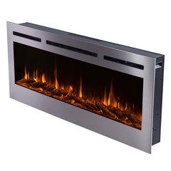 Touchstone 86277 60-Inch The Sideline Deluxe Stainless Steel Recessed Electric Fireplace