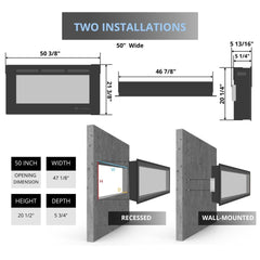 Touchstone 80013 50-Inch The Sideline Steel Recessed Electric Fireplace
