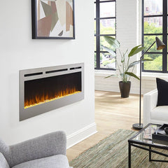 Touchstone 86277 60-Inch The Sideline Deluxe Stainless Steel Recessed Electric Fireplace