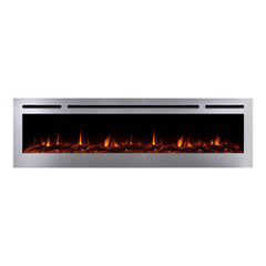 Touchstone 86279 72-Inch The Sideline Deluxe Stainless Steel Recessed Electric Fireplace
