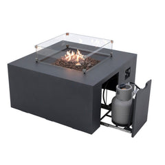 Elementi Plus OFG310 43-Inch Rocky Concrete Fire Table with Hidden Propane Tank