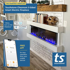 Touchstone 80033 50-Inch White Chesmont Wall Mounted 3-Sided Electric Fireplace