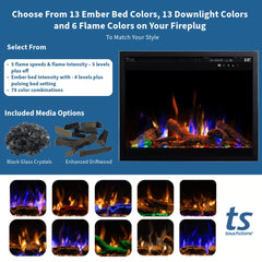 Touchstone 80071 29-Inch Fireplug Pro Smart Electric Fireplace Insert with Fire Crackle Sound
