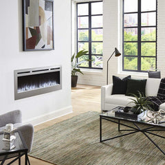 Touchstone 86273 50-Inch The Sideline Deluxe Stainless Steel Recessed Electric Fireplace
