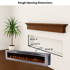 Touchstone 86279 72-Inch The Sideline Deluxe Stainless Steel Recessed Electric Fireplace