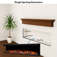 Touchstone 80051 72-Inch The Sideline Infinity Pro 3 Sided Recessed Smart Electric Fireplace