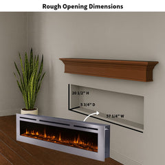 Touchstone 86277 60-Inch The Sideline Deluxe Stainless Steel Recessed Electric Fireplace