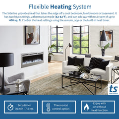 Touchstone 86277 60-Inch The Sideline Deluxe Stainless Steel Recessed Electric Fireplace