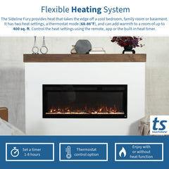 Touchstone 80054 50-Inch The Sideline Fury Slim-Depth Recessed Smart Electric Fireplace