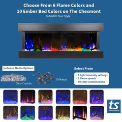 Touchstone 80034 50-Inch Black Chesmont Wall Mounted 3-Sided Electric Fireplace