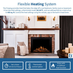 Touchstone 80072 33-Inch Fireplug Pro Smart Electric Fireplace Insert with Fire Crackle Sound