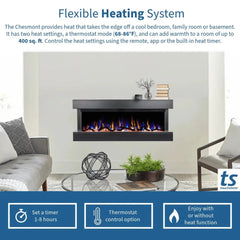 Touchstone 80034 50-Inch Black Chesmont Wall Mounted 3-Sided Electric Fireplace