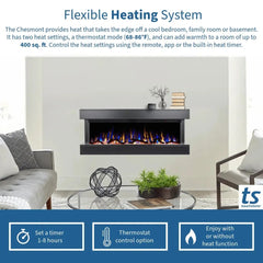 Touchstone 80033 50-Inch White Chesmont Wall Mounted 3-Sided Electric Fireplace