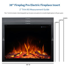 Touchstone 80075 38-Inch Fireplug Pro Smart Electric Fireplace Insert with Fire Crackle Sound