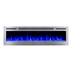 Touchstone 86279 72-Inch The Sideline Deluxe Stainless Steel Recessed Electric Fireplace