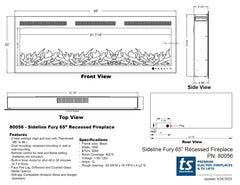 Touchstone 80056 65-Inch The Sideline Fury Slim-Depth Recessed Smart Electric Fireplace