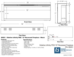Touchstone 80051 72-Inch The Sideline Infinity Pro 3 Sided Recessed Smart Electric Fireplace