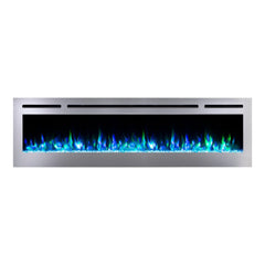 Touchstone 86279 72-Inch The Sideline Deluxe Stainless Steel Recessed Electric Fireplace