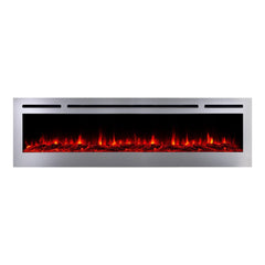 Touchstone 86279 72-Inch The Sideline Deluxe Stainless Steel Recessed Electric Fireplace