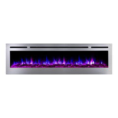 Touchstone 86279 72-Inch The Sideline Deluxe Stainless Steel Recessed Electric Fireplace