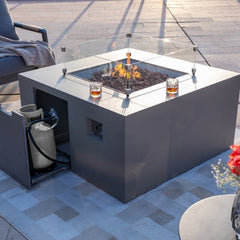 Elementi Plus OFG310 43-Inch Rocky Concrete Fire Table with Hidden Propane Tank