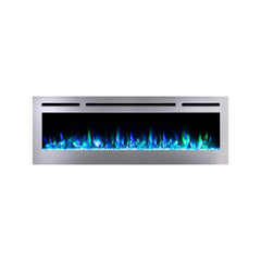 Touchstone 86277 60-Inch The Sideline Deluxe Stainless Steel Recessed Electric Fireplace