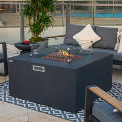 Elementi Plus OFG310 43-Inch Rocky Concrete Fire Table with Hidden Propane Tank