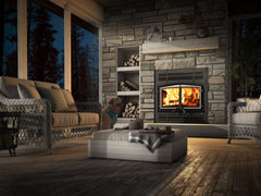 Osburn 37-Inch Stratford II Wood Burning Fireplace with Chimney Pipe
