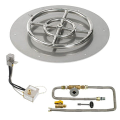 American Fire Glass Round Flat Pan with All Weather Electronic Ignition System
