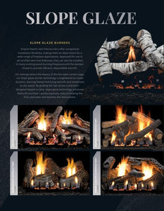 Empire 18" Slope Glaze Vent-Free Gas Log Burner Set with Millivolt Valve