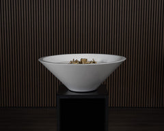 Warming Trends AON GFRC Architectural Halo Round Wok Concrete Vessels w/ Crossfire Brass Burner