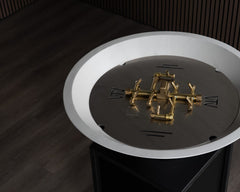 Warming Trends AON GFRC Architectural Halo Round Wok Concrete Vessels w/ Crossfire Brass Burner