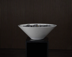 Warming Trends AON GFRC Architectural Halo Round Wok Concrete Vessels w/ Crossfire Brass Burner