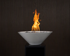 Warming Trends AON GFRC Architectural Halo Round Wok Concrete Vessels w/ Crossfire Brass Burner
