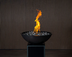 Warming Trends AON GFRC Architectural Aura Bowl Concrete Vessels w/ Crossfire Brass Burner