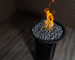 Warming Trends AON GFRC Architectural Aura Bowl Concrete Vessels w/ Crossfire Brass Burner