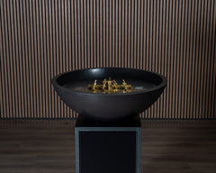 Warming Trends AON GFRC Architectural Aura Bowl Concrete Vessels w/ Crossfire Brass Burner