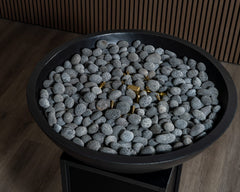 Warming Trends AON GFRC Architectural Aura Bowl Concrete Vessels w/ Crossfire Brass Burner