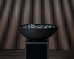 Warming Trends AON GFRC Architectural Aura Bowl Concrete Vessels w/ Crossfire Brass Burner