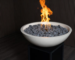 Warming Trends AON GFRC Architectural Aura Bowl Concrete Vessels w/ Crossfire Brass Burner