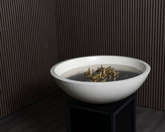 Warming Trends AON GFRC Architectural Aura Bowl Concrete Vessels w/ Crossfire Brass Burner